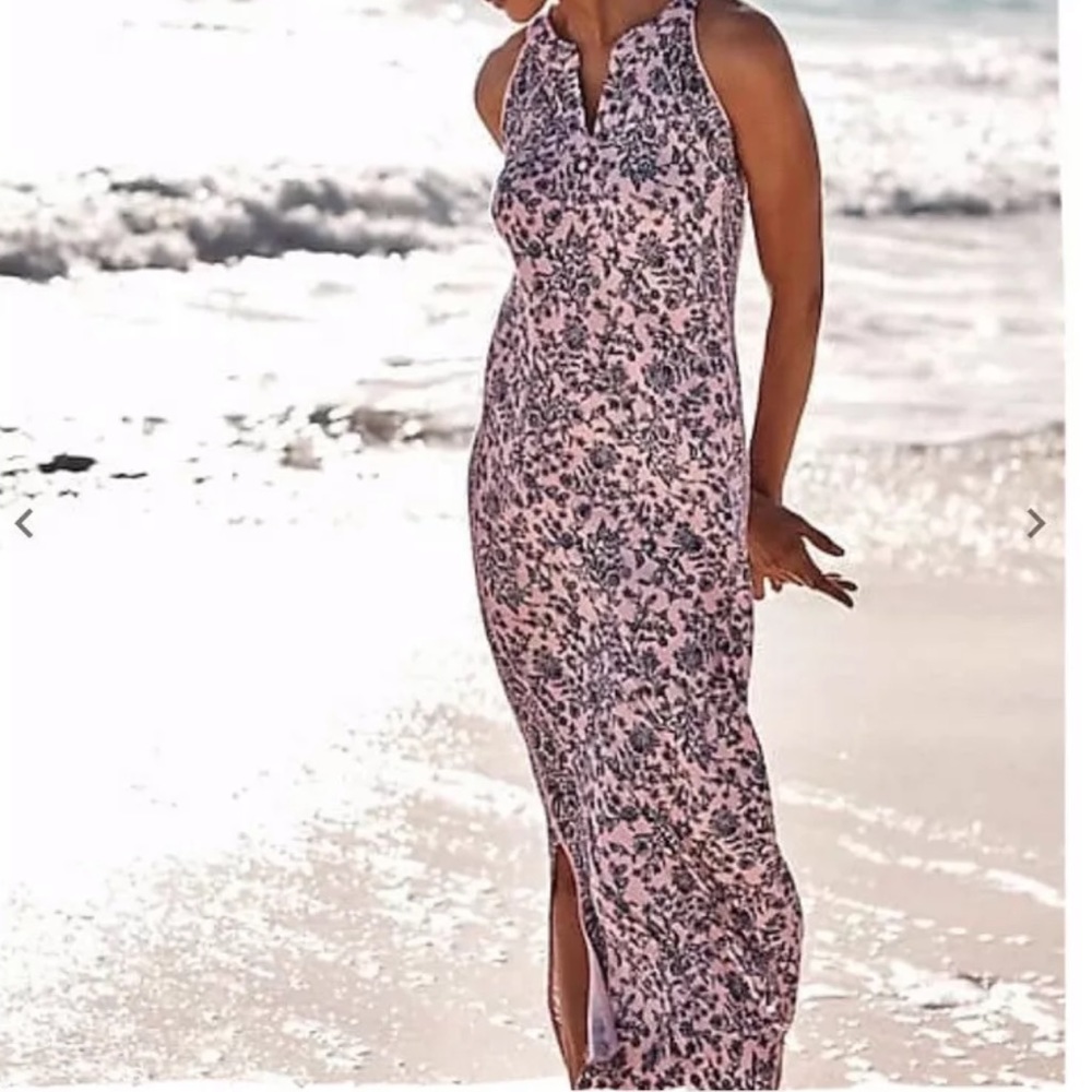 J. Jill Pink and Black Floral Maxi Dress